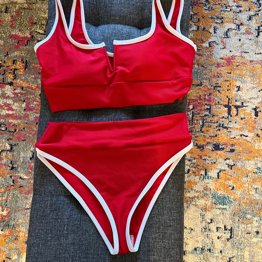 LainSnow Red and White Bikini Set